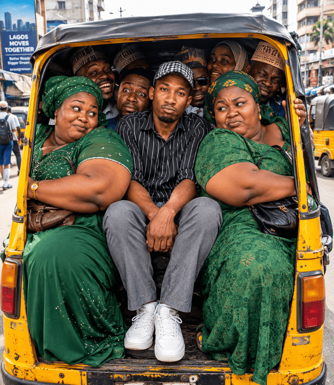 When you say ‘just one more friend can fit’… and Lagos takes it personally