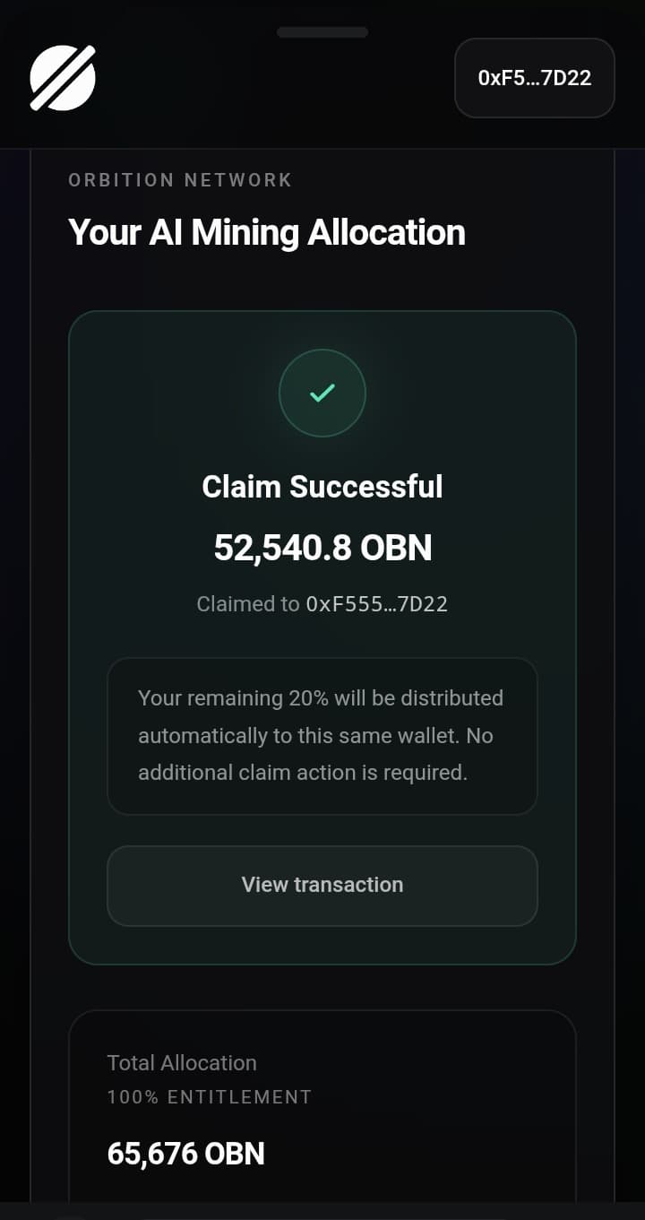 finally claimed my allocation on orbition network
you can check your eligibility and allocation here, using this link:
https://claim.orbition.network