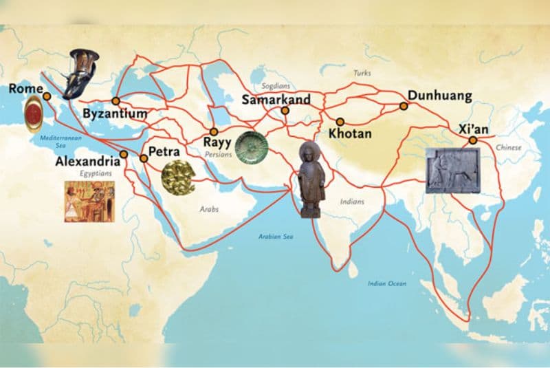 The Silk Road,a symbol of the East’s trading civilization, was an extensive network of routes connecting different markets and lands - a place for trade, the exchange of information,cultures, and ideas among people and merchants.