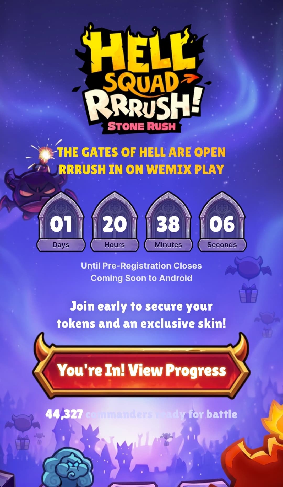 ๐ฎ New mobile tower defense game with cryptocurrency integration
๐ต Earn money while enjoying the gameplay "HellSquad Rush" is launching soon.
โ Registration link: https://event.wemixplay.com/hellsquadrrrush?inviteCode=DC211939
Wallet: https://play.google.com/store/apps/details?id=com.wemade.wemixplay