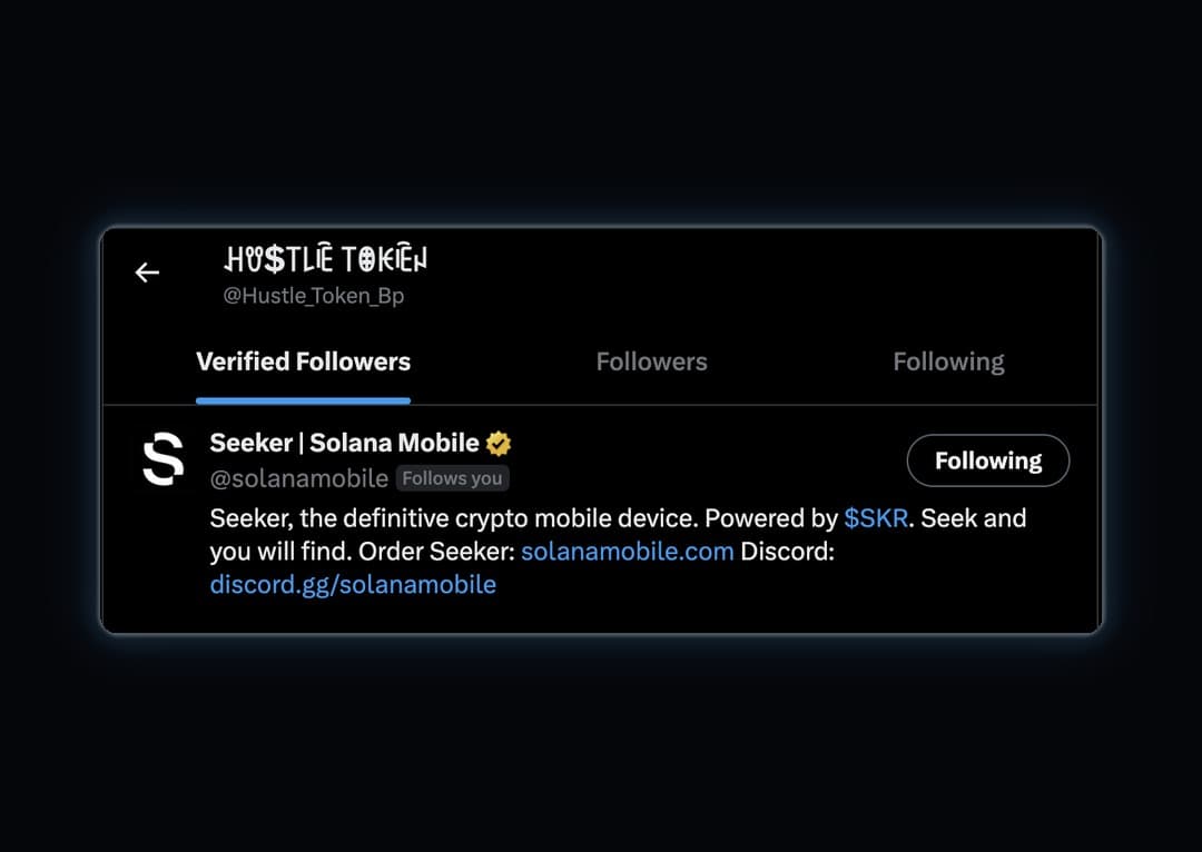 Dear Family! Just got back home and this happened! ๐
The official Seeker Solana Mobile's X account just followed me back! This is a true milestone for me!
Much love Team, much love $SKR GANG โค๏ธ๐ฑ๐